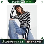 香港直邮潮奢tall女士，设计长筒长袖条纹，t恤(海军蓝)