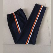 中小学生冬季加绒深藏蓝色橘条白边休闲运动裤校服长裤子校裤