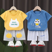 2024儿童短袖套装纯棉韩版男童，女童宝宝t恤短裤两件套1-2-3岁