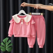 女童秋装卫衣套装2023儿童韩版运动两件套洋气，女宝宝秋季衣服