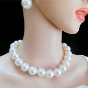 欧美夸张网红大珍珠项链，锁骨链简约高级脖子，饰品气质小众项圈颈链