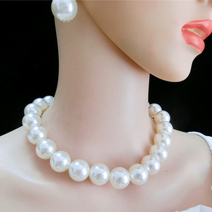 欧美夸张网红大珍珠项链锁骨链简约高级脖子饰品气质小众项圈颈链