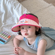 儿童防晒帽夏季女童太阳帽防紫外线大檐男童宝宝空顶遮阳帽可折叠