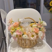 鲜花插花diy材料仿真花，玻璃罩摆件干花，装饰母亲节生日礼物防尘罩