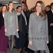 高端定制西班牙王妃同款浅灰色，羊毛西装外套+短袖连衣裙套装两件