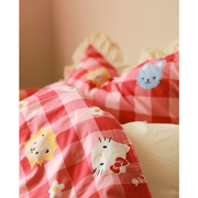 Hello Kitty 和朋友们  纯棉卡通可爱少女床单被套花边三四件套