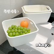 双层洗菜盆沥水篮家用厨房加厚塑料篮子洗水果，收纳筐滤水篮水果盘