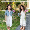 女童夏季裙套装韩版牛仔短袖外套蕾丝吊带裙小女孩连衣裙短款外套