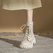 海伦馆白色马丁靴夏季薄款2023年小短靴网纱透气夏天靴子女款