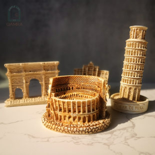欧洲古建筑模型摆件成品，意大利世界著名斗兽场比萨斜塔儿童房装饰