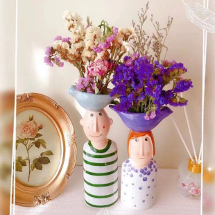北欧陶瓷插花瓶干花，客厅花器ins摆件，装饰创意可爱个性家居装饰品
