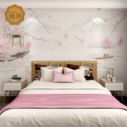新中式水墨山水电视背景墙壁纸古风床头卧室墙布壁画墙纸定制来图