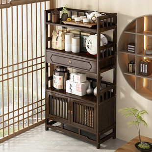 新中式实木博古架小茶架子置物架茶叶柜展示柜茶室收纳茶具置物架