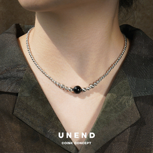 UNEND 纯银黑玛瑙循迹Towards项链 原创设计师复古高级感锁骨链
