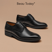 BeauToday商务正装皮鞋男士BT真皮牛津鞋尖头复古英伦风高级感