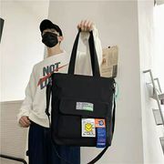 日系简约帆布包男潮牌大容量休闲学生上课韩国手提包单肩包斜挎包