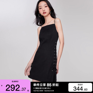 绫致only2024春夏轻奢优雅减龄显瘦纯色吊带连衣裙女