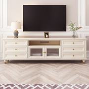 美式实木电视柜白色客厅地柜茶几组合约小户型储物欧家具