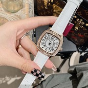 蒂米妮女士手表潮流韩版方形表盘皮带时尚石英真皮白色国产腕表