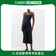 香港直邮versace女士，大圆领腰带针织中长连衣裙