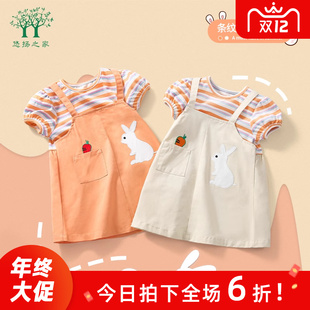 女童连衣裙2023夏季四五岁小童韩版女宝宝夏装，儿童假两件婴儿裙子