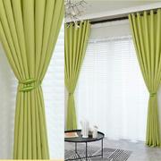 萤光绿棉麻窗帘成品嫩绿芽，绿色黄绿客厅，卧室挡阳台半遮光定制浅绿