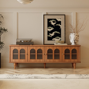 法式复古实木电视柜收纳储物柜一体美式客厅中古家具高脚电视机柜