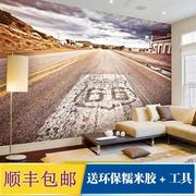 66号公路3D壁画客厅卧室酒吧餐厅网咖酒店艺术背景墙布个性定制