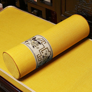 中式红木沙发圆形扶手黄色，亚麻手扶枕，客厅罗汉床落手枕海绵枕定制