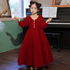 女大童大码红色高端礼服，公主裙婚纱裙蓬蓬纱花童主持人钢琴演出服