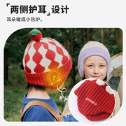 柠檬宝宝儿童帽子秋冬男童女孩针织护耳毛线帽保暖防风宝宝羊毛帽