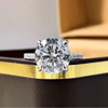 欧美s925银高碳钻3克拉仿真钻戒四爪镶嵌戒指圆形钻新娘婚戒指环