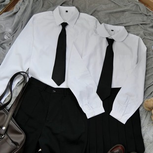 jk学生dk套装，男女款长袖白衬衫，领带情侣装制服班服大码