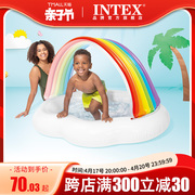 INTEX儿童充气婴儿游泳池小孩家庭独角兽水池海洋球池遮阳戏水池