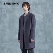 riverstone流石男装羊毛大衣男长款冬季保暖双面呢子大衣外套