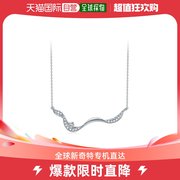 香港直邮同购 周大福 女士18K/750白色黃金鑲天然鑽石頸鏈