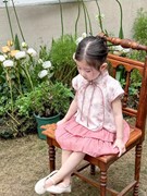 女童夏季2024中国风汉服短裙套装女宝宝碎花短裙夏季两件套新