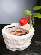 陶瓷流水招财摆件小型微景流水桌面空调家用加湿器宠物猫咪饮水机