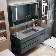 菲迪森实木浴室柜现代简约岩石，一体洗手台洗漱台卫生间脸盆柜组合