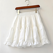 蛋糕裙春夏雪纺白色半身短裙可爱甜美小裙子a字半身裙蓬蓬裙