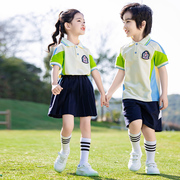 夏季幼儿园园服短袖毕业照小学生校服运动学院风夏天儿童班服套装