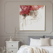纯手绘l抽象油画法式装饰画，现代美式轻奢客厅玄关挂画花卉高端