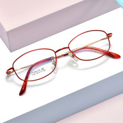 优雅全框纯钛眼镜框女 超轻酒红色近视眼镜架 配有度数防蓝光1193