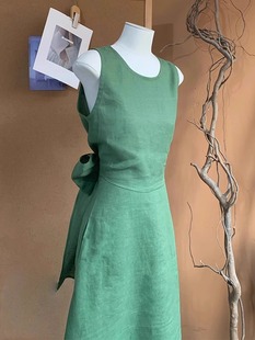 夏季法式气质裙子女装名媛，高端女神范薄荷(范薄荷，)曼波绿色长裙连衣裙