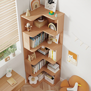 简易实木书架学生落地图书馆拐角，书柜转角组合客厅卧室收纳置物架
