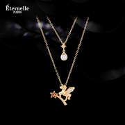 法国eternelle原创独角兽项链，女纯银时尚叠戴双层锁骨链简约气质
