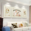 欧式客厅装饰画复古沙发背景墙，三联画卧室花卉，田园简欧壁画法式