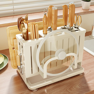 厨房架筷子笼置物架家用多功能台面，砧板架放菜板具一体收纳架