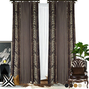 客厅轻奢高端窗帘高档绒布现代意式深灰色斑马纹黑色丝绒个性豹纹