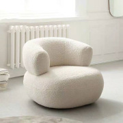 北欧意式简约创意休闲白色羊羔绒懒人小户型单人沙发椅子客厅阳台